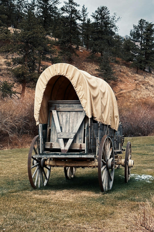 Small covered wagon without passenger emigrants or wagoner